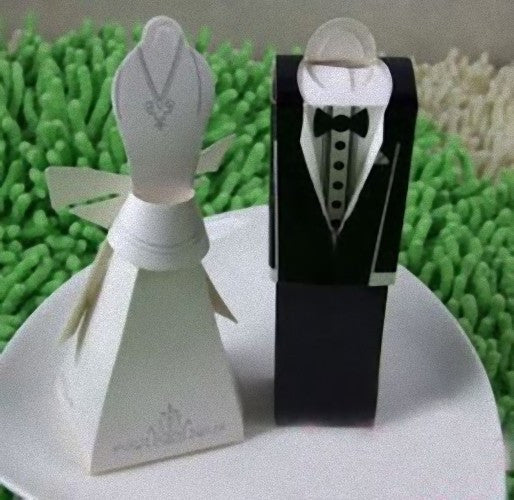 100 Pack 50 Bride and 50 Groom Bomboniere Favour Box