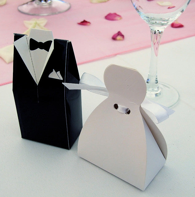 10 Pack 5 Bride Gown 5 Groom Tux Bomboniere Favour Box