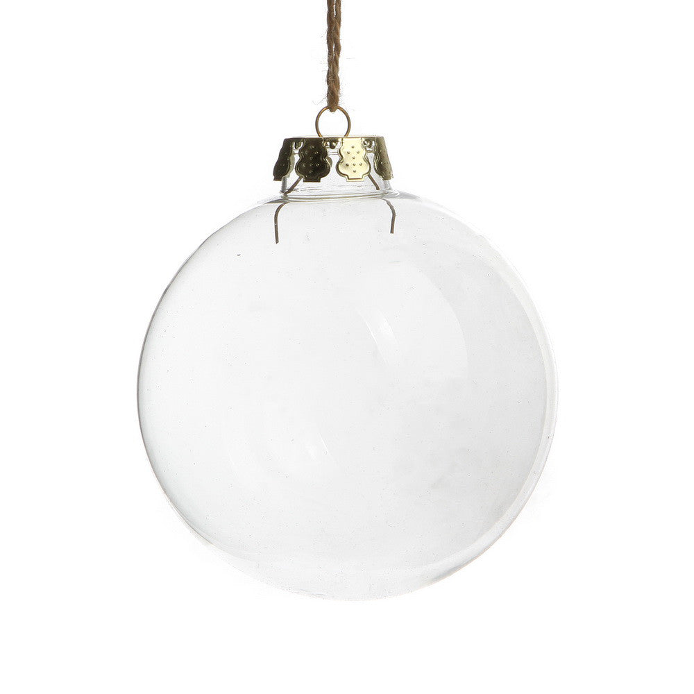 24 x Glass Bauble 10cm Diameter Round Clear with Silver Cap