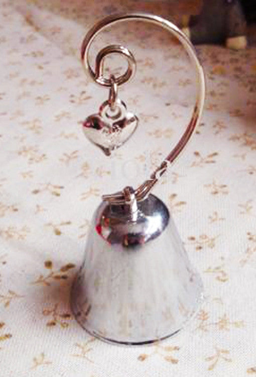 10 Pk Silver Wedding Heart Kissing Bell Name Card Holder Bomboniere Favour Gift