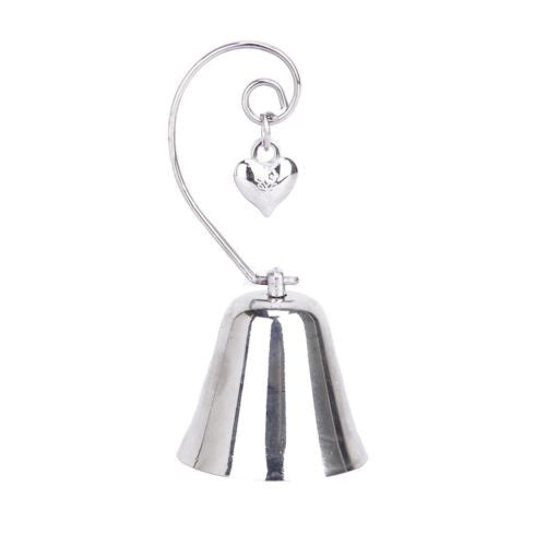 50 Pk Silver Wedding Heart Kissing Bell Name Card Holder Bomboniere Favour Gift