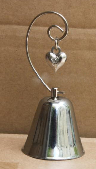 50 Pk Silver Wedding Heart Kissing Bell Name Card Holder Bomboniere Favour Gift