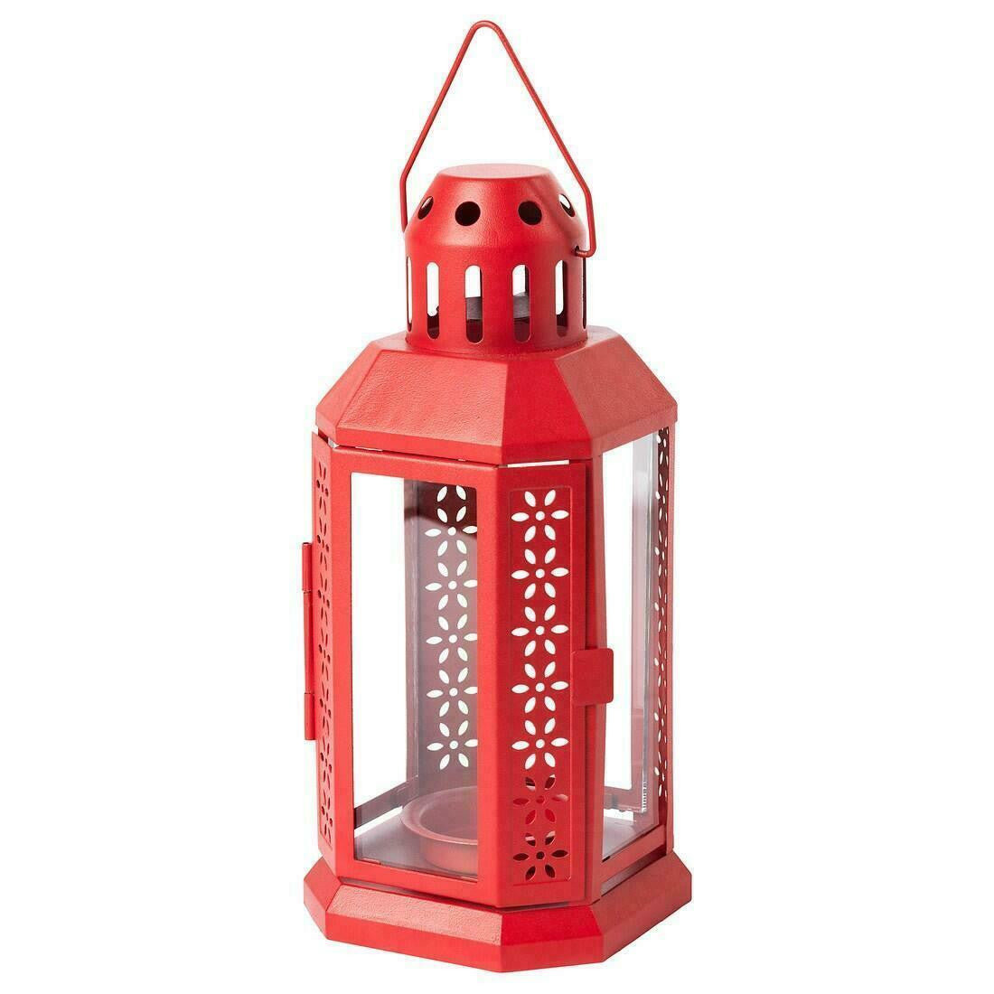 10 Pack of Red Metal Miners Lantern 21cm Tealight Candle