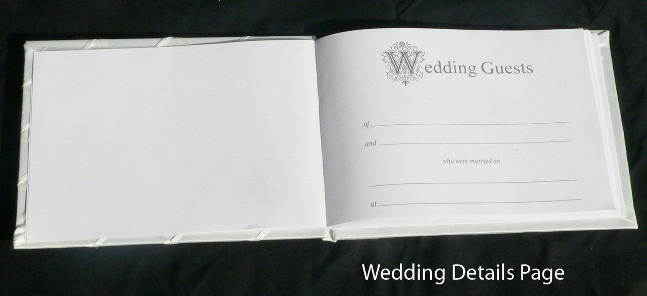 White Diamante Wedding Guest Book Register with Silver Pen Matching Stand