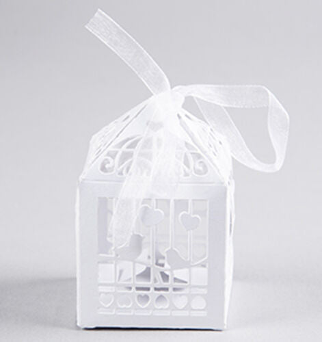 100 Piece Pack - White Dove Heart Wedding Bomboniere Box