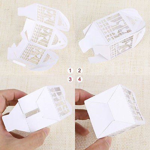 50 Piece Pack - White Dove Heart Wedding Bomboniere Box