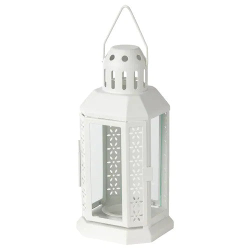 5 Pack of White Metal Miners Lantern  21cm Tealight Candle