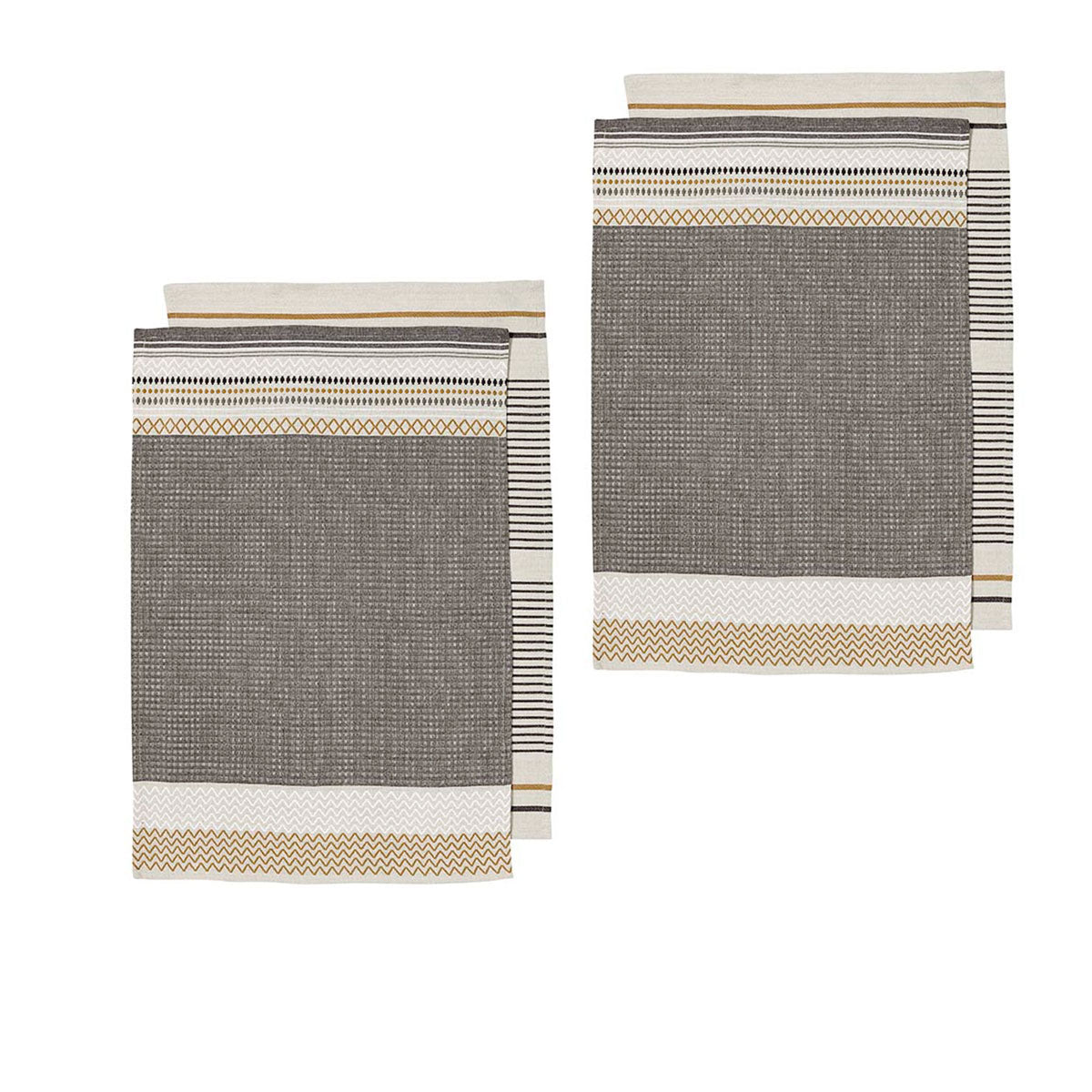 Ladelle Intrinsic Set of 4 Cotton Kitchen Towels Bold Charcoal