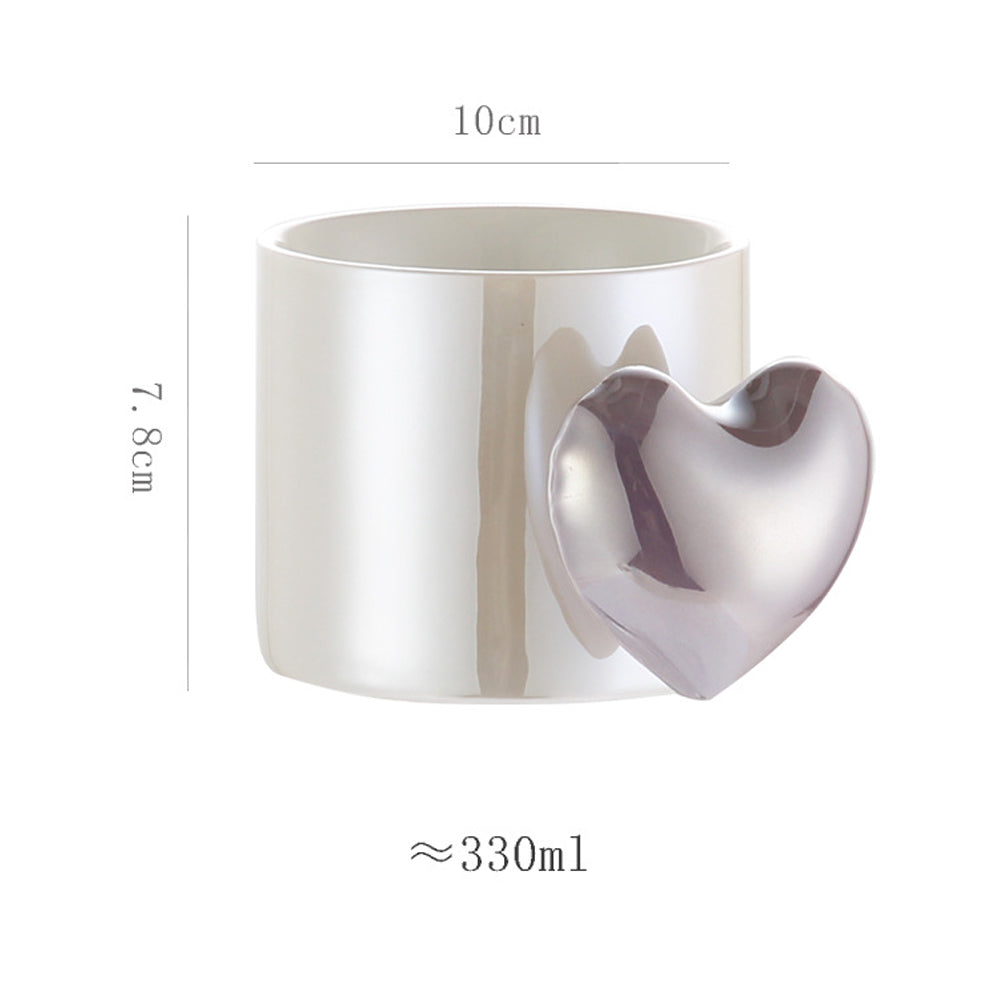 Lovely 3D Heart Love Ceramic Cup Mug Puffy Heart Handle with Gift Box (Purple)