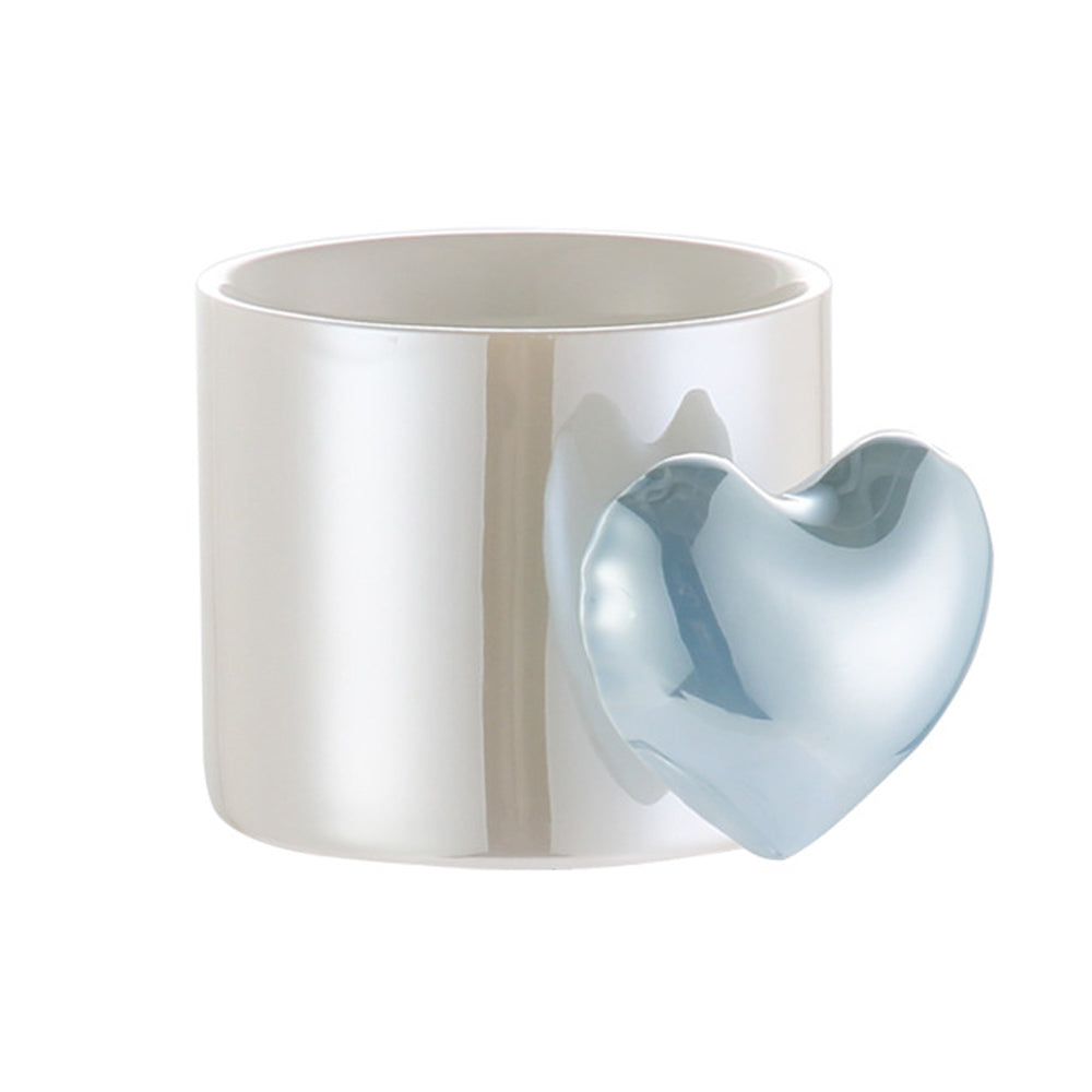 Lovely 5D Heart Love Ceramic Cup Mug Puffy Heart Handle with Gift Box (Blue)