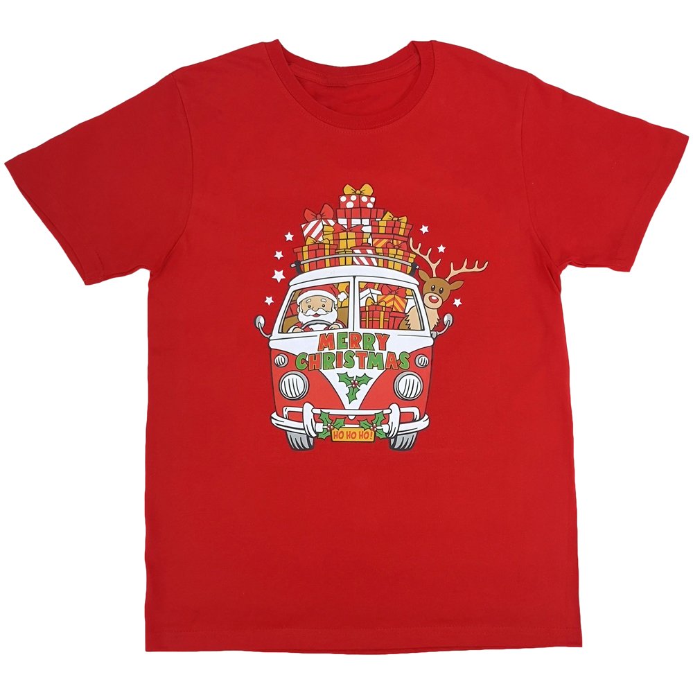 Funny Adult Xmas Christmas T Shirt 100% Cotton Santa Drive Kombi (Red), M