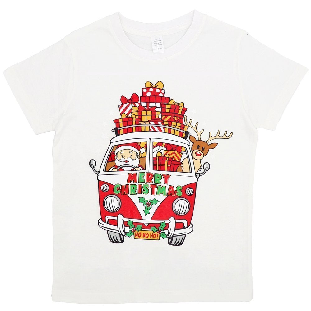 Funny Adult Xmas Christmas T Shirt 100% Cotton Santa Drive Kombi (White), S