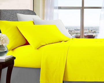 ultra soft microfibre sheet set queen yellow