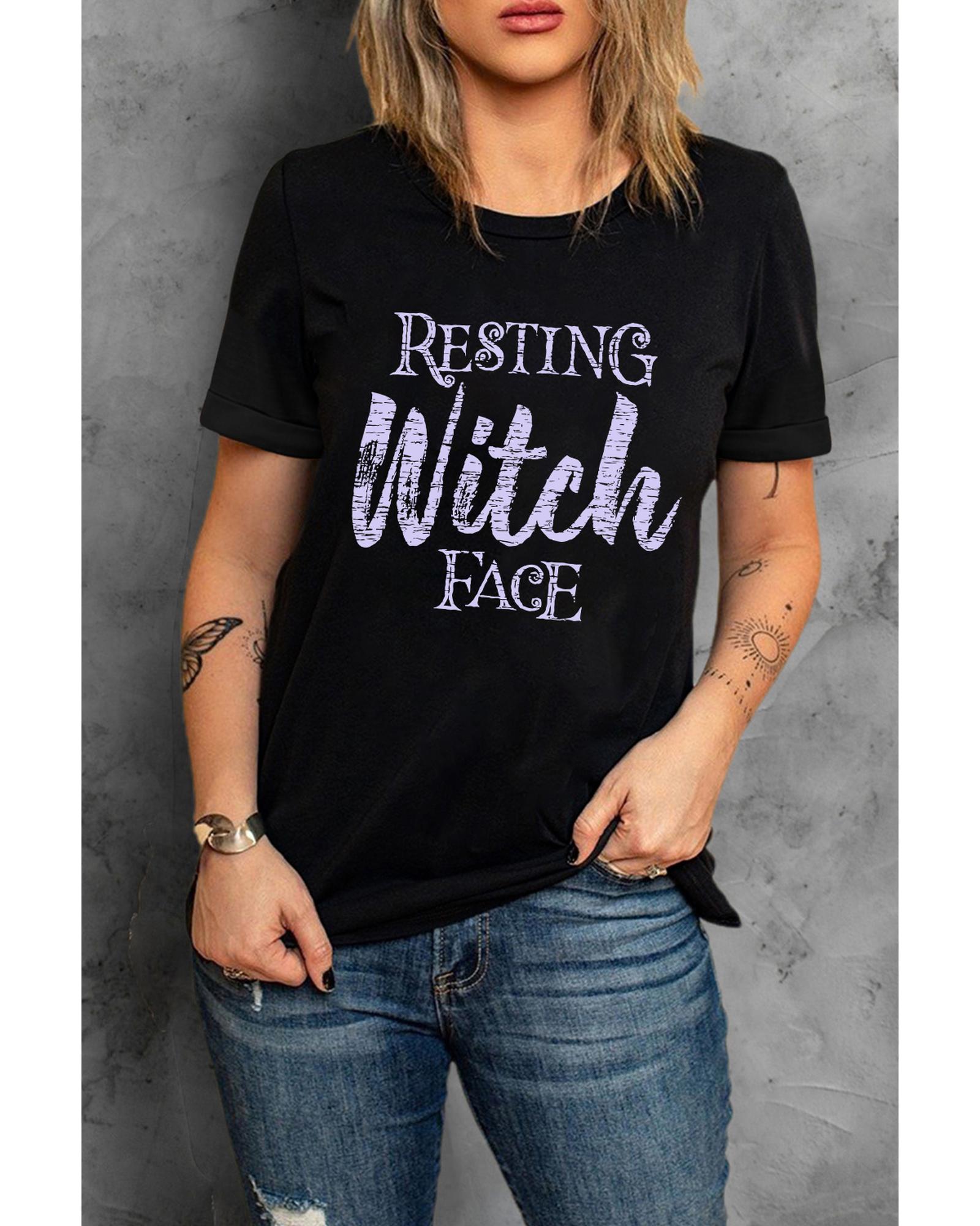 Azura Exchange Resting Witch Face Graphic Tee - L