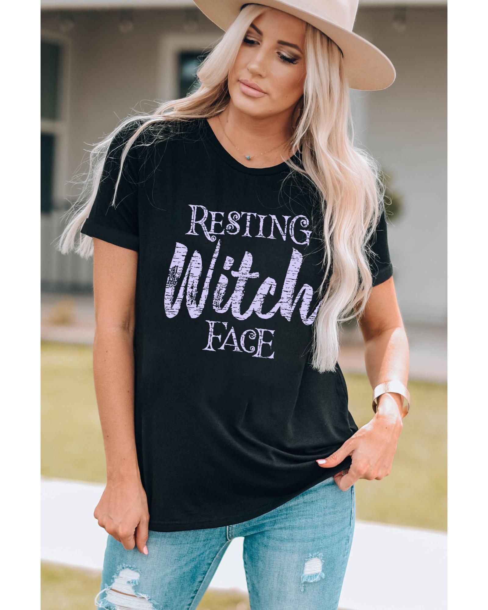 Azura Exchange Resting Witch Face Graphic Tee - L