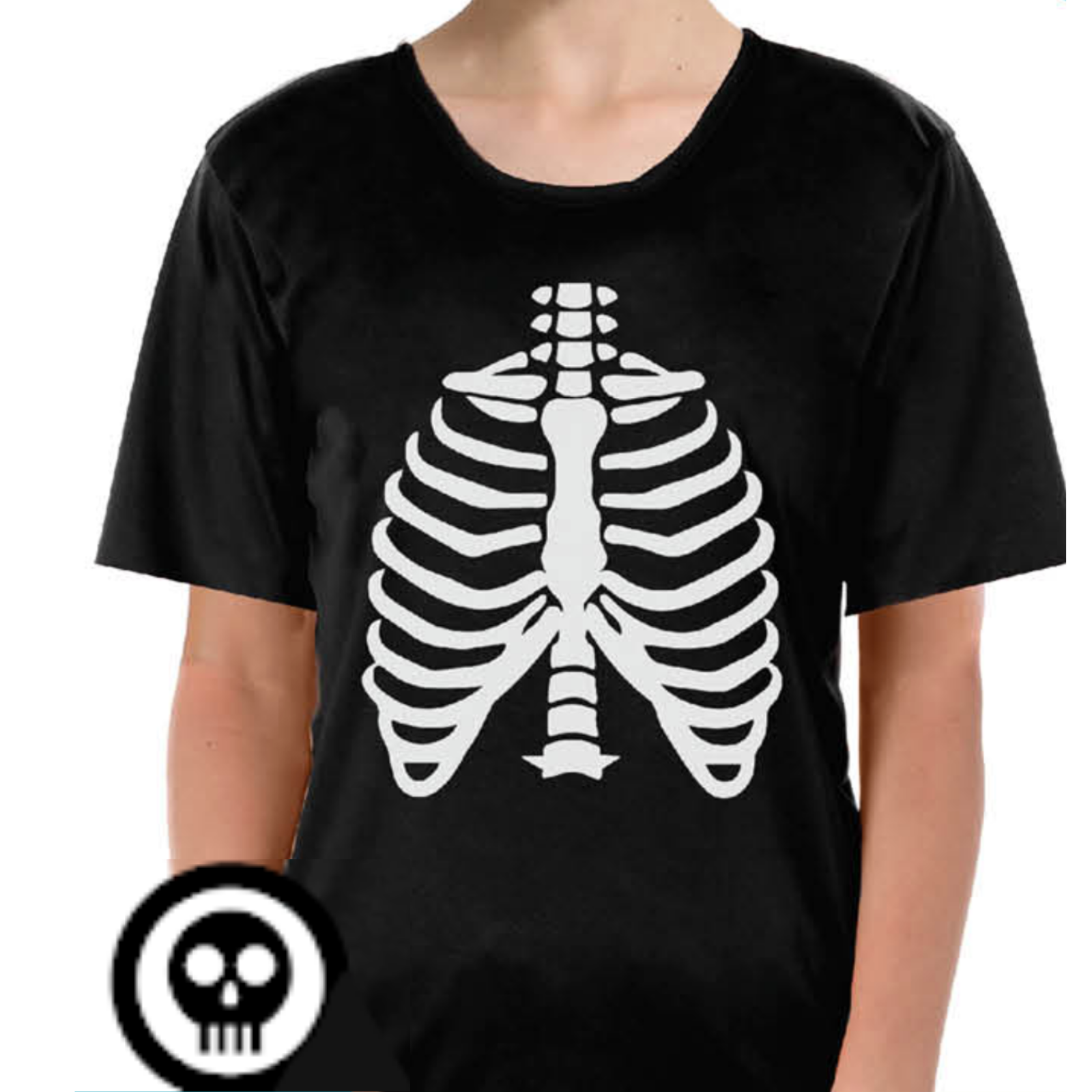 Childrens Skeleton Top Scary Kids Dress Up Halloween Book Week Bones T Shirt - L (10-12 Years Old)