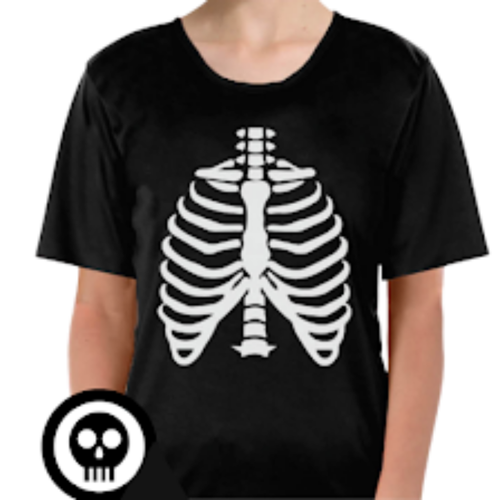 Childrens Skeleton Top Scary Kids Dress Up Halloween Book Week Bones T Shirt - L (10-12 Years Old)