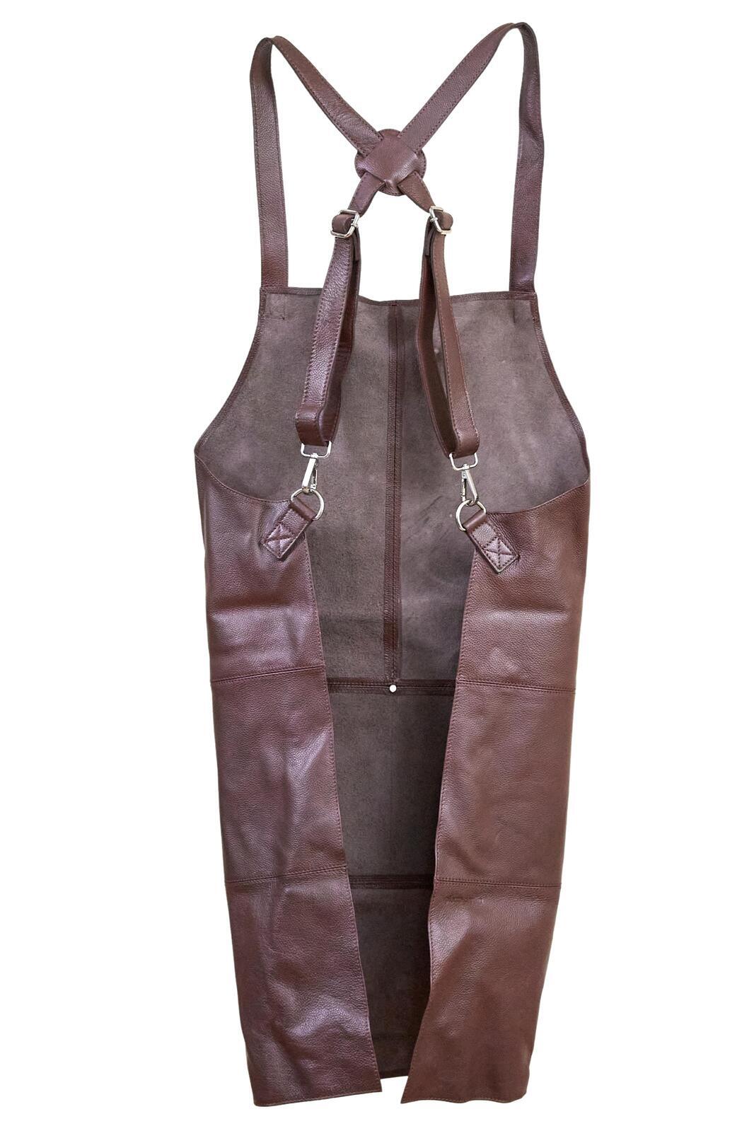 Pierre Cardin Professional Leather Apron Butcher Woodwork Hairdressing Barber Chef - Brown