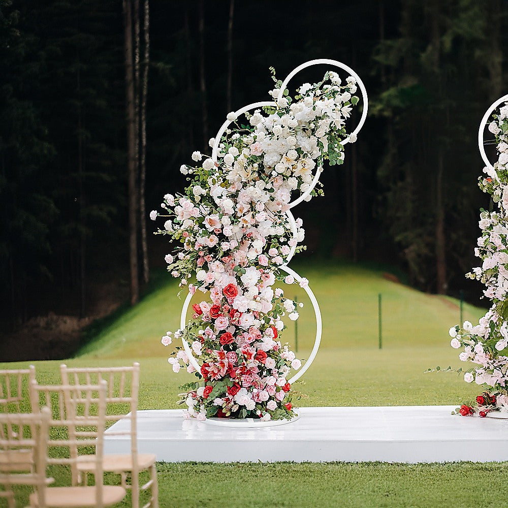 2pcs Round Wedding Arch Backdrop Rings Loops Flower Balloon Lawn Row Stand