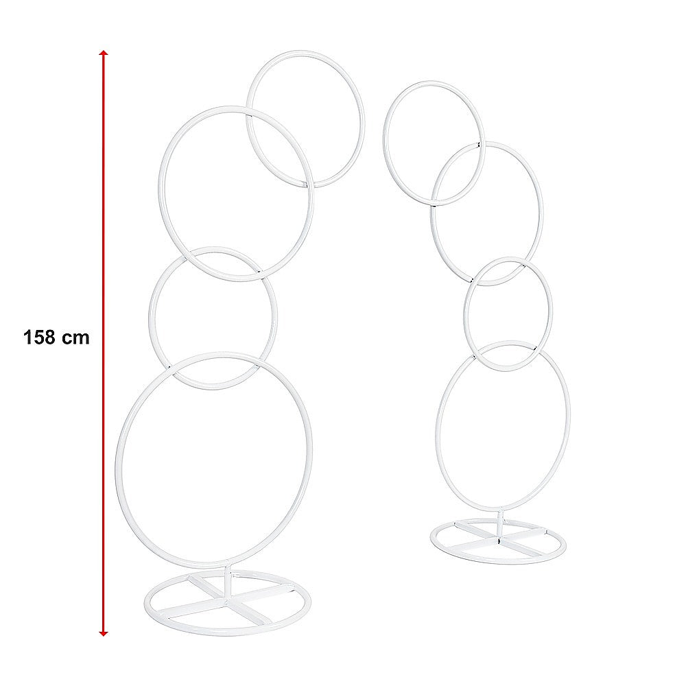 2pcs Round Wedding Arch Backdrop Rings Loops Flower Balloon Lawn Row Stand