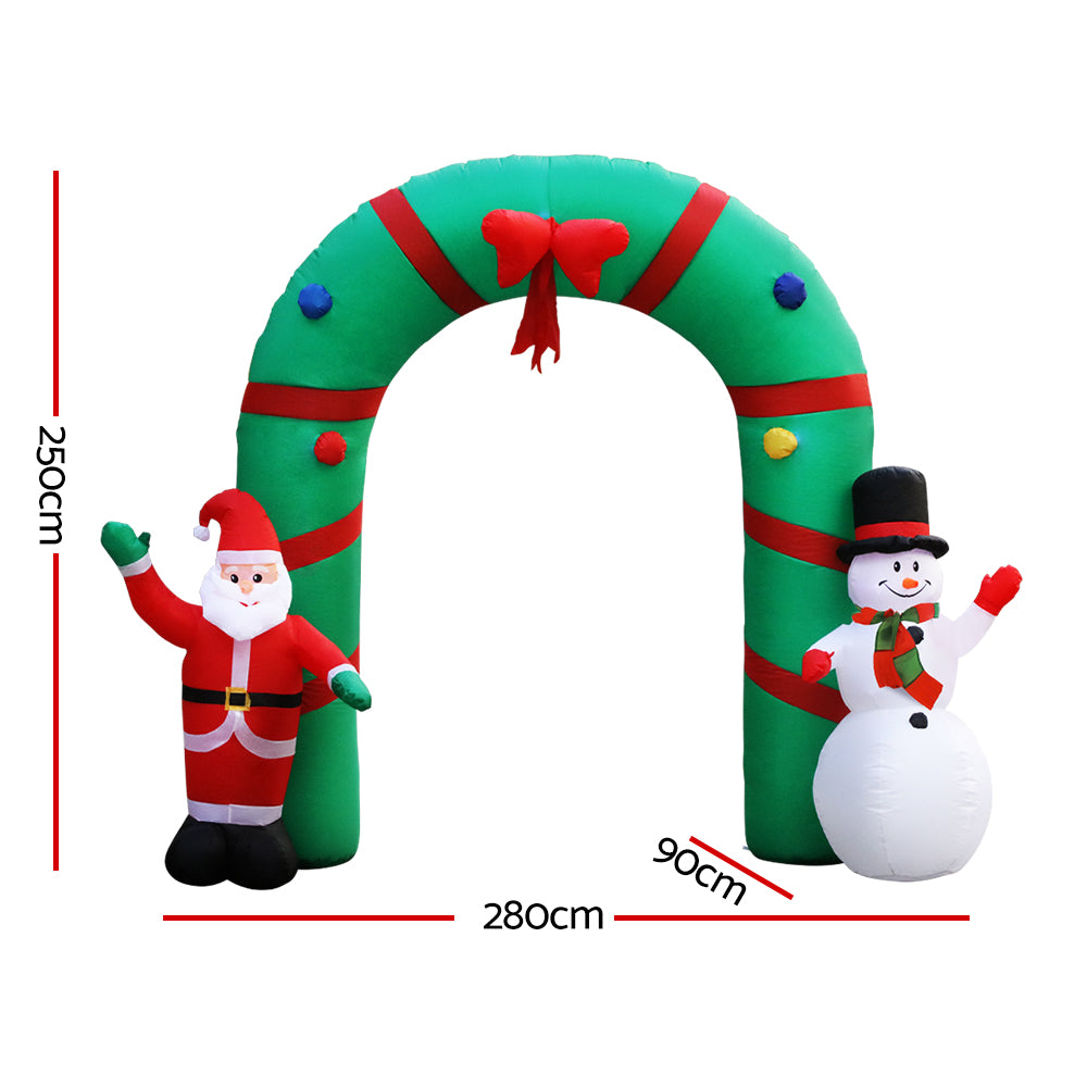 Jingle Jollys Christmas Inflatable Archwary 2.8M Illuminated Decorations