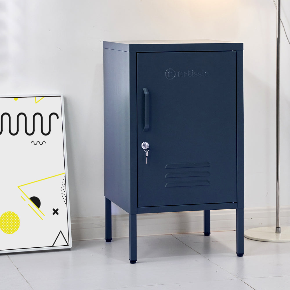 ArtissIn Bedside Table Metal Cabinet - Blue