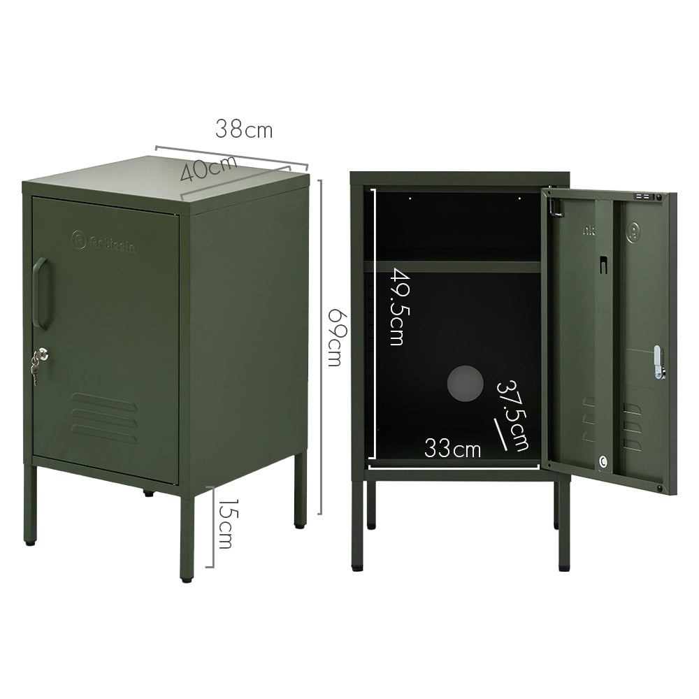 ArtissIn Bedside Table Metal Cabinet - Green