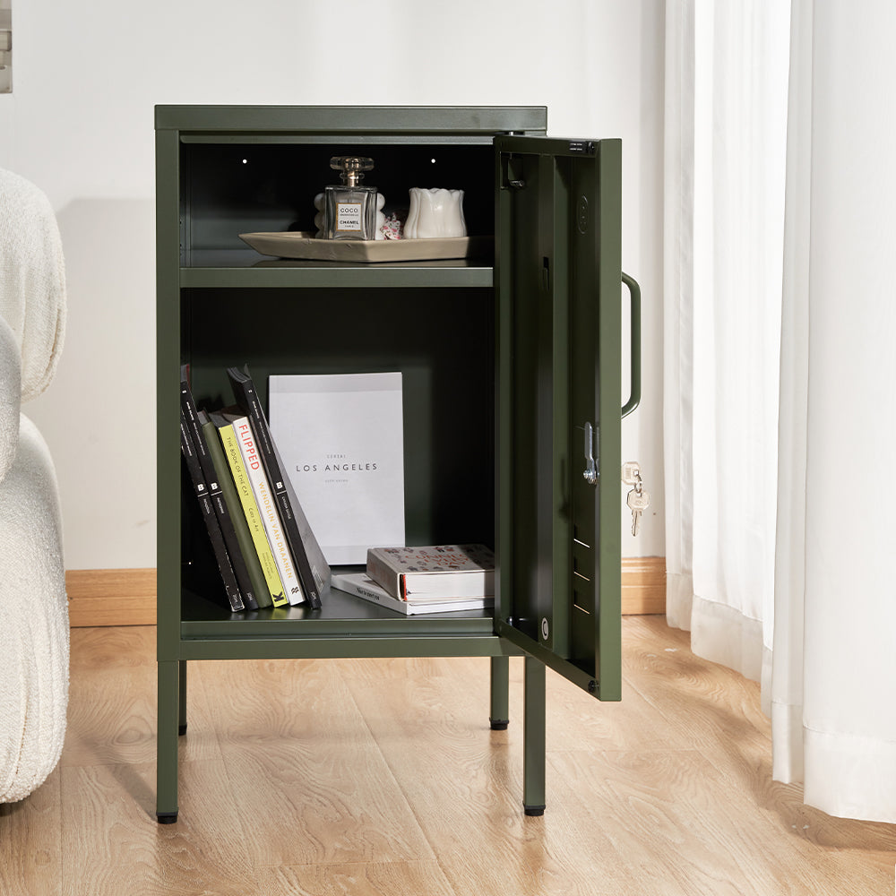 ArtissIn Bedside Table Metal Cabinet - Green