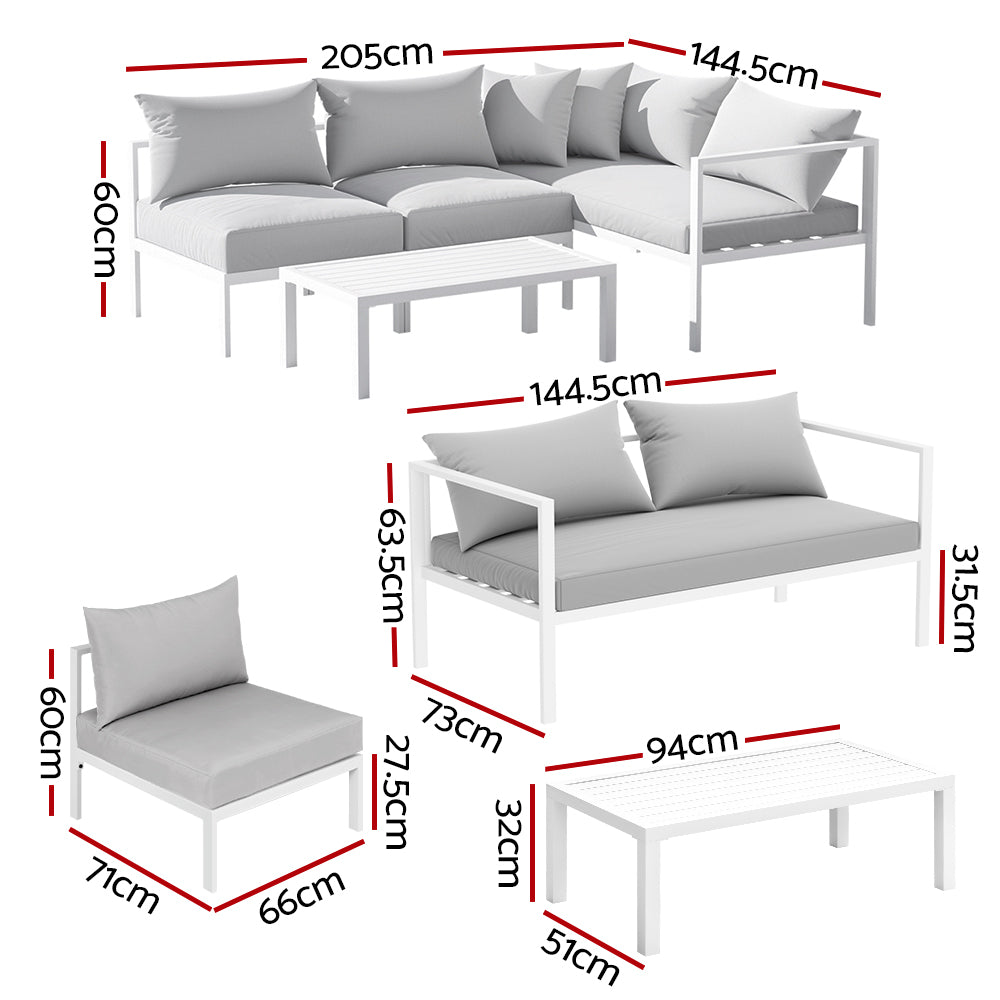 Gardeon 4 Seater Outdoor Sofa Set Aluminium Lounge Setting