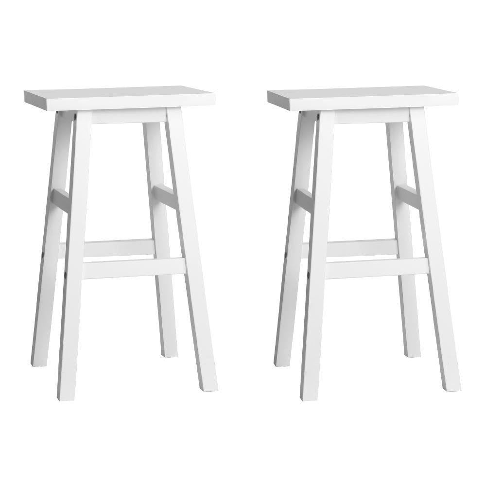 Artiss Bar Stools Kitchen Counter Stools Wooden Chairs White x2