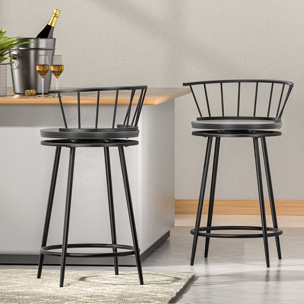 Artiss 2x Bar Stools Swivel Metal Chairs