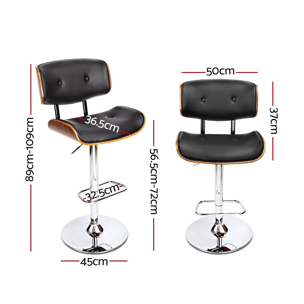 Artiss Bar Stools Gas Lift Leather Black