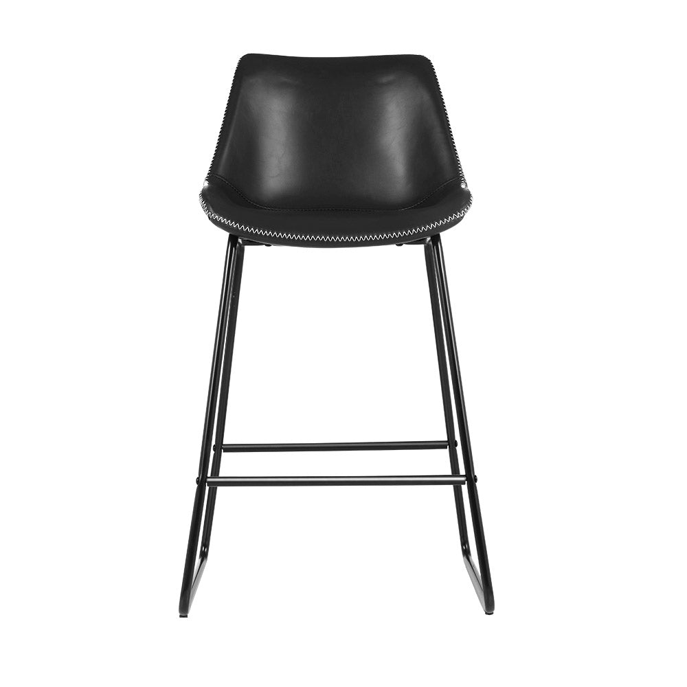 Artiss Bar Stools Kitchen Counter Barstools Leather Metal Chairs Black x2