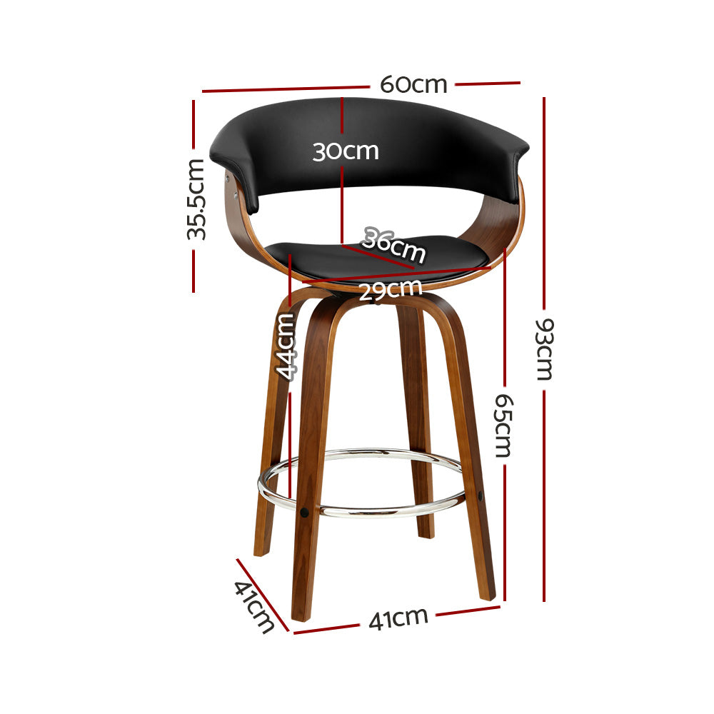 Artiss 4x Bar Stools Swivel PU Seat Wooden