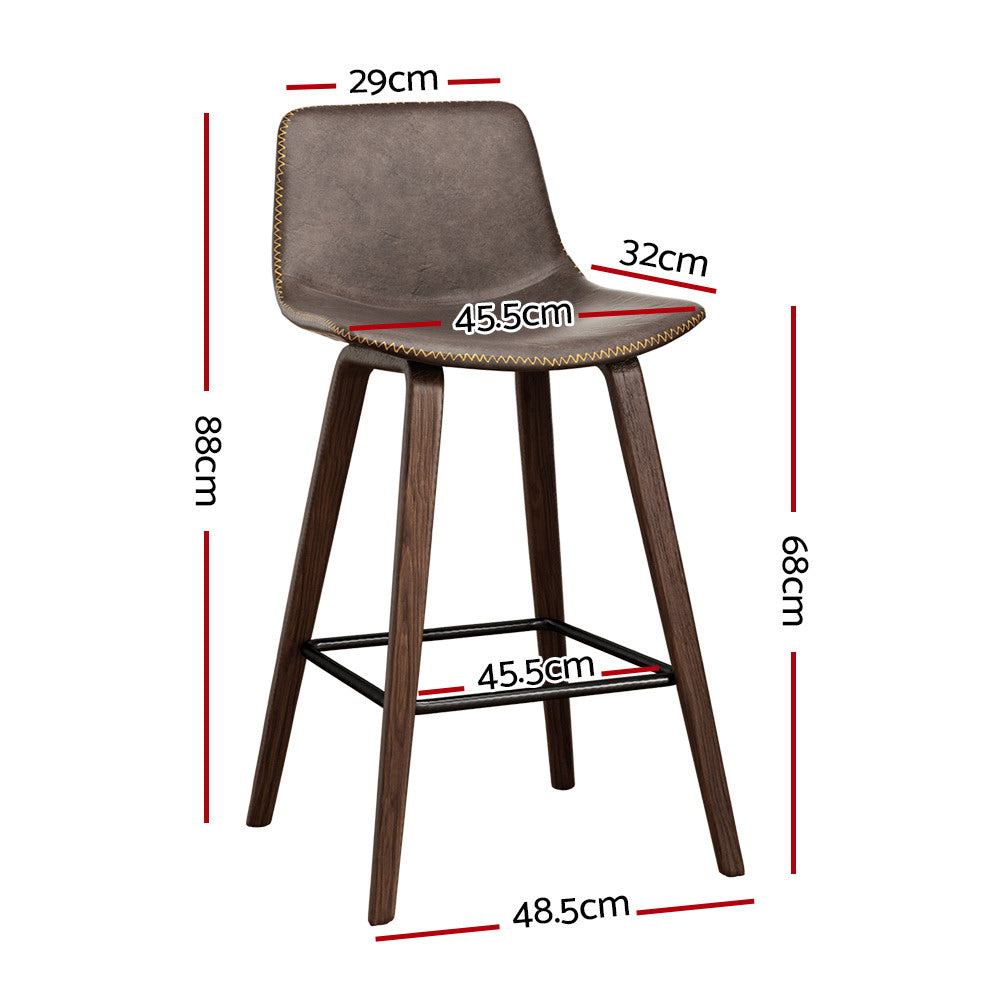 Artiss Bar Stools Kitchen Counter Barstools Leather Wooden Chairs x2