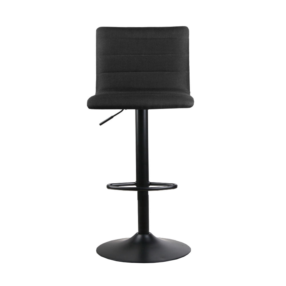 Artiss 4x Bar Stools Gas Lift Linen Fabric Black