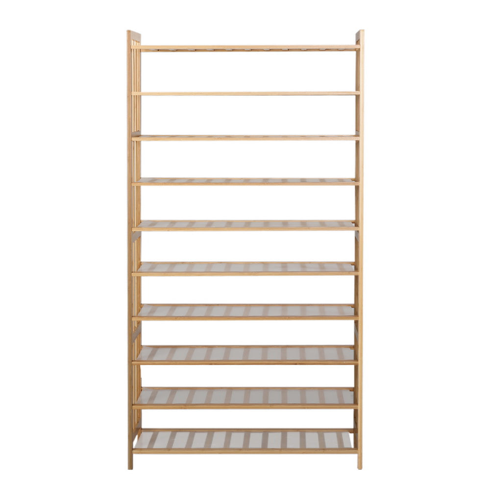 Artiss Shoe Rack Bamboo Shoe Storage 10-tier 50 Pairs