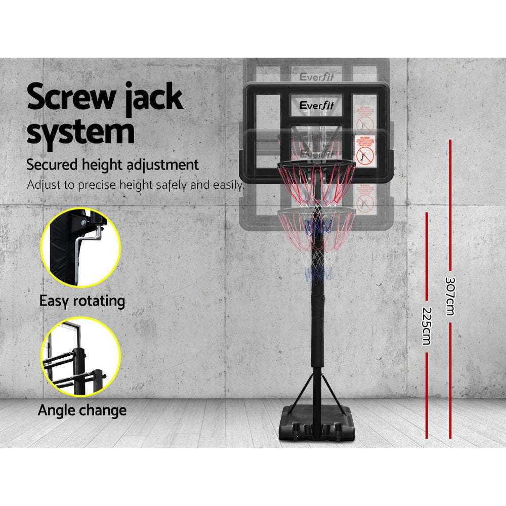 Everfit 3.05M Basketball Hoop Stand System Adjustable Height Portable Pro Black