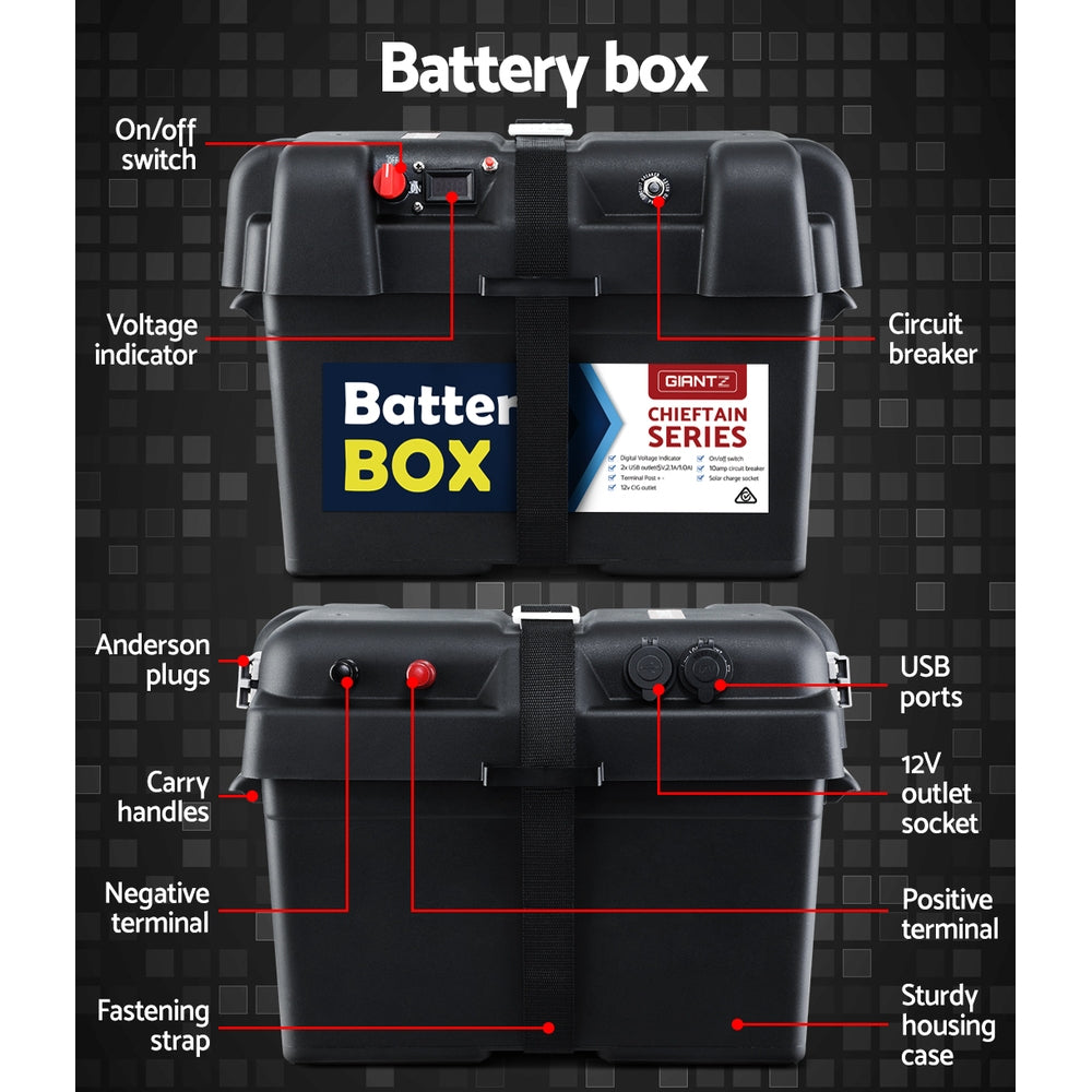 Giantz AGM Deep Cycle Battery 12V 135Ah Box Portable Solar Caravan Camping