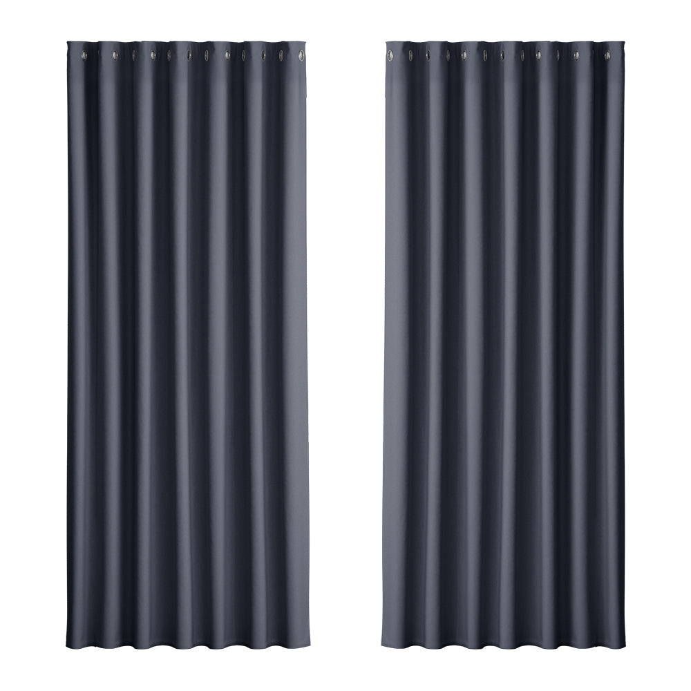 Artiss 2X Blockout Curtains Eyelet 240x230cm Charcoal