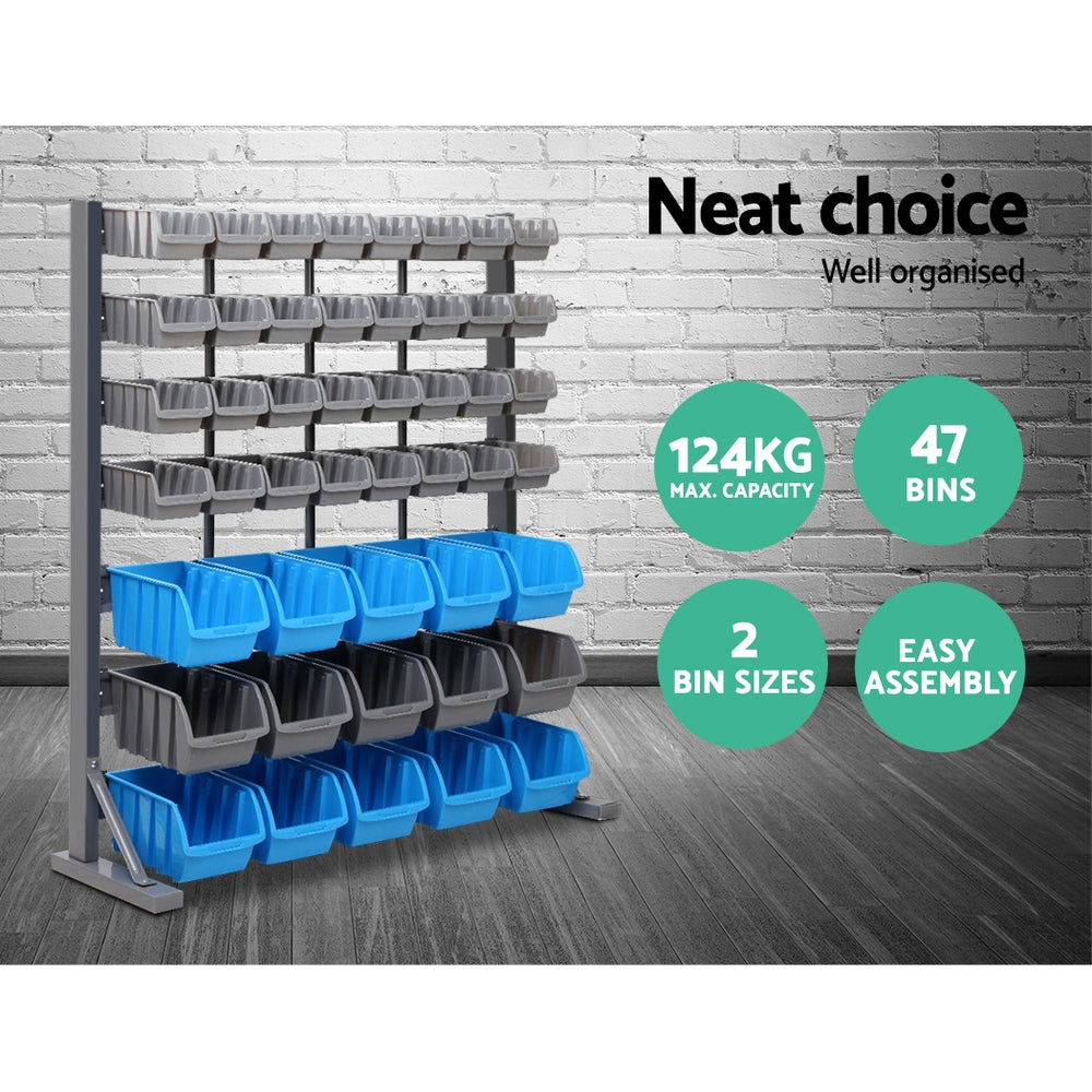 Giantz 47 Storage Bin Rack Wall Mounted Steel Stand