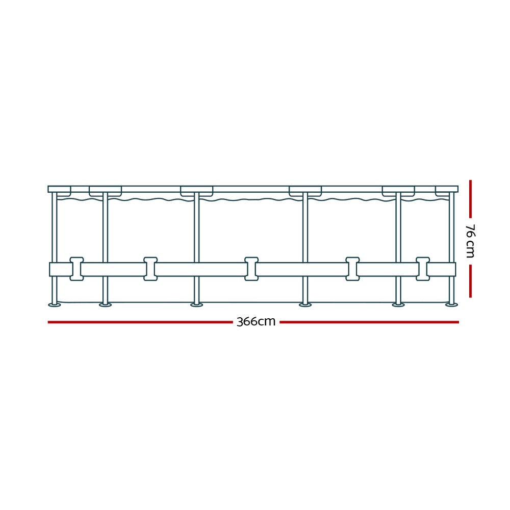 Bestway Swimming Pool 366x76cm Steel Frame Round Above Ground Pools w/ Filter Pump 6473L