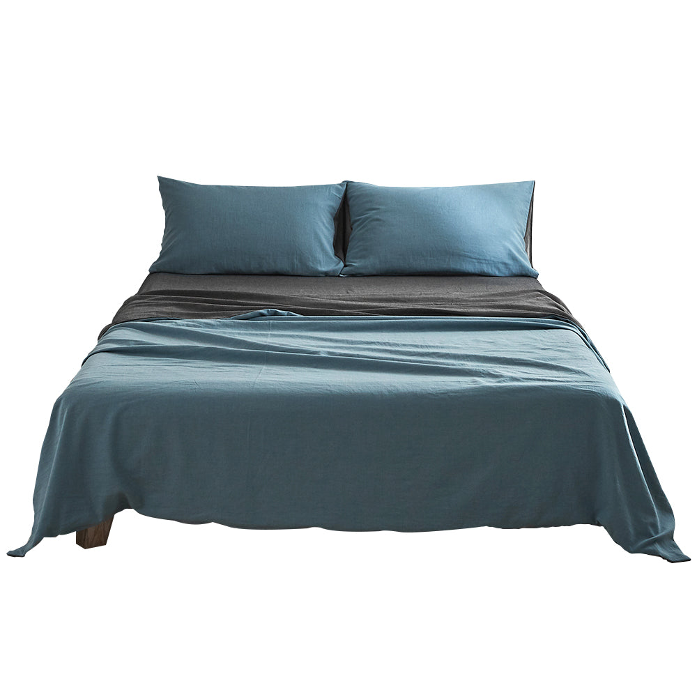 Cosy Club Sheet Set Cotton Sheets Double Dark Blue