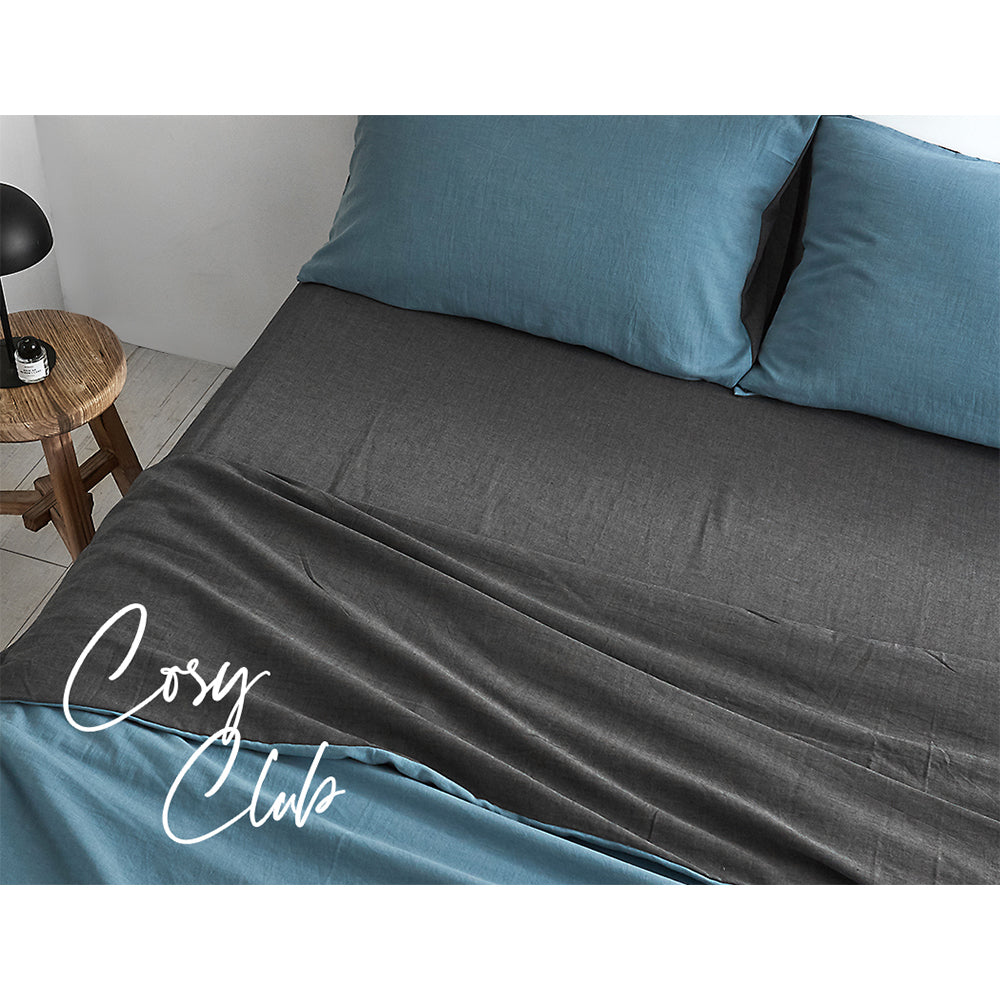 Cosy Club Sheet Set Cotton Sheets Double Dark Blue