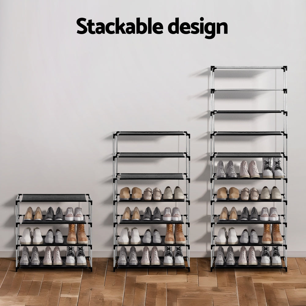 Artiss Shoe Rack 10-tier 27 Pairs Removable Cover Black