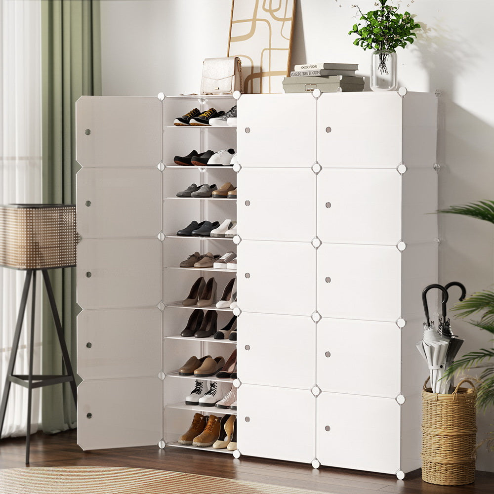 Artiss Shoe Box DIY Set of 15 Storage Cube Stackable White