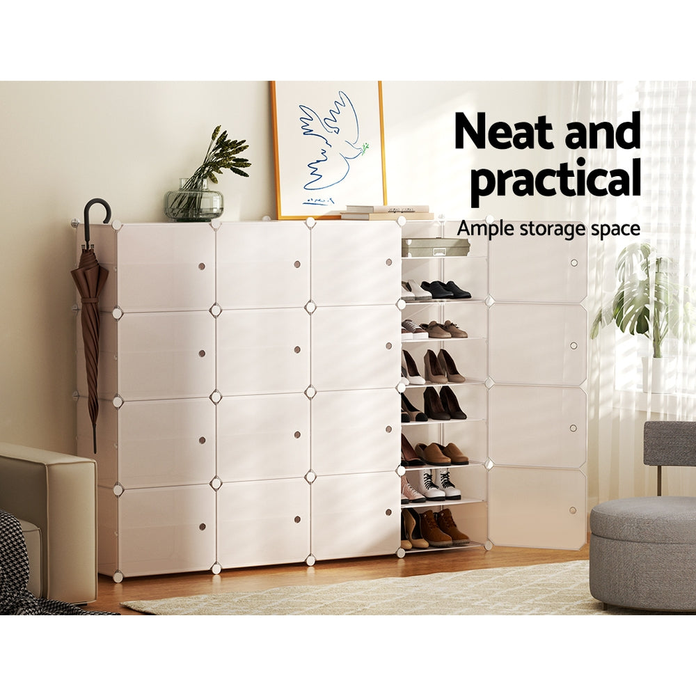 Artiss Shoe Box DIY Set of 16 Storage Cube Stackable White