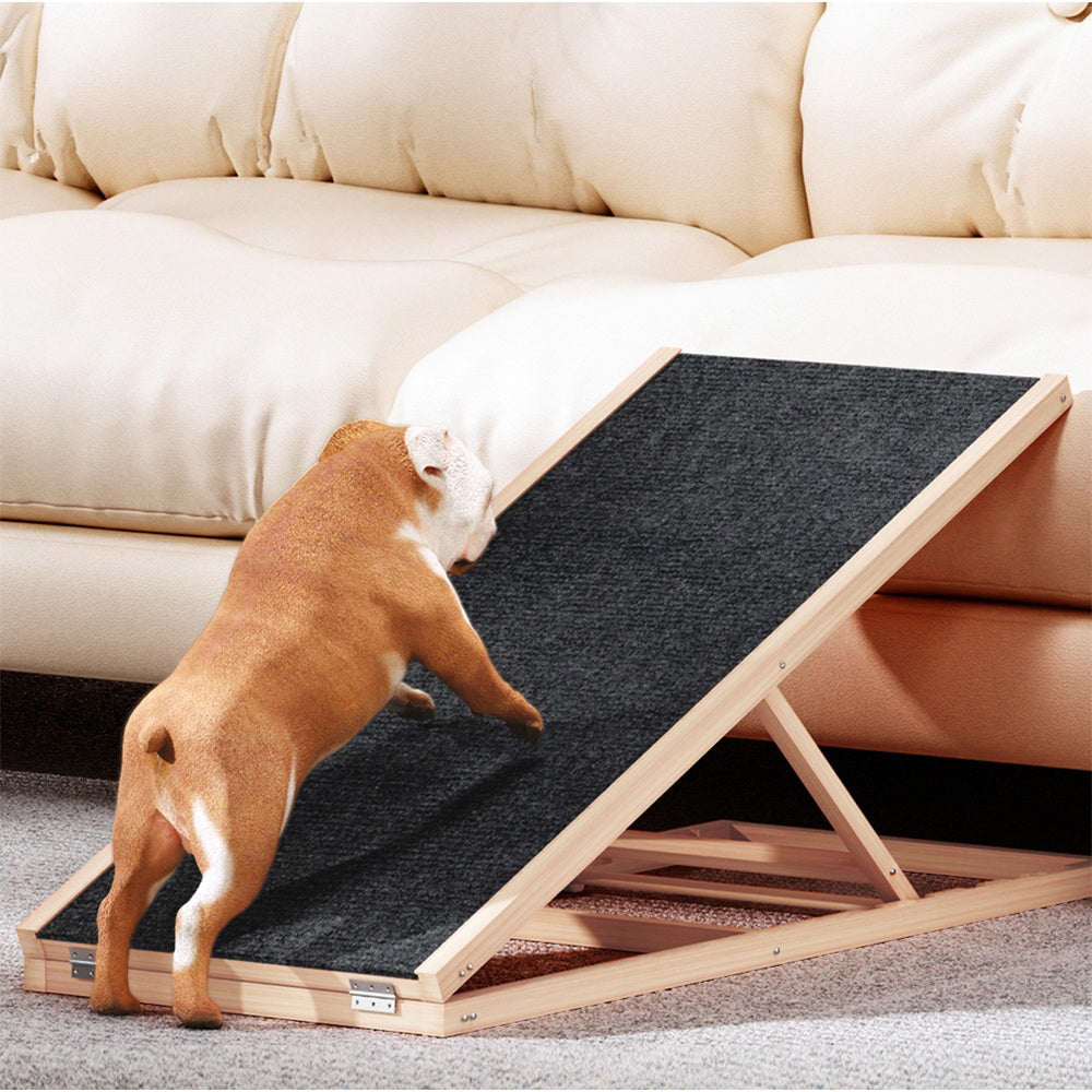 i.Pet Dog Ramp 100cm Adjustable Height Wooden Steps Stairs For Bed Sofa Car Foldable