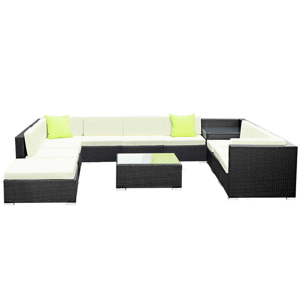 Gardeon 12PC Sofa Set with Storage Cover Outdoor Furniture Wicker