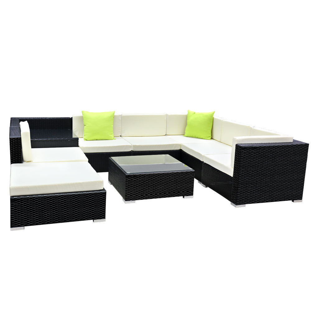 Gardeon 9-Piece Outdoor Sofa Set Wicker Couch Lounge Setting 7 Seater